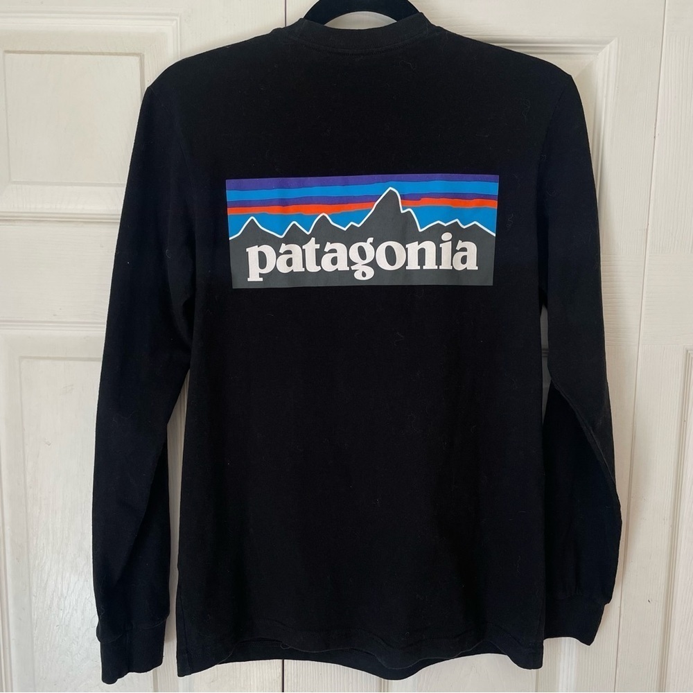 Patagonia Cotton Blend Black Logo Long Sleeve T Shirt Extra Small - Picture 3 of 5